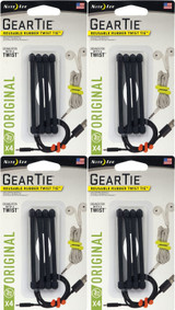 Nite Ize Gear Tie 3" - Black (4-Pack of 4)