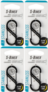 Nite Ize S-Biner Steel - Black Biner, Size #2 (4-Pack)