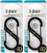 Nite Ize S-Biner Steel - Black Biner, Size #3 (2-Pack)