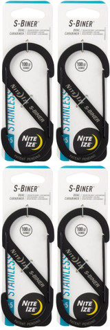 Nite Ize S-Biner Steel - Black Biner, Size #5 (4-Pack)