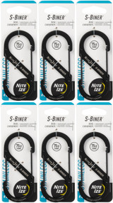 Nite Ize S-Biner Steel - Black Biner, Size #4 (6-Pack)