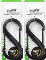 Nite Ize S-Biner Plastic - Tactical Black Biner, Size #4 (2-Pack)