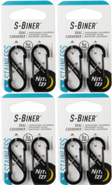 Nite Ize S-Biner Steel - Black Biners, Size #1 (4-Pack of 2)