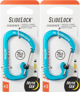 Nite Ize SlideLock Aluminum Carabiner #3 - Blue (2-Pack)