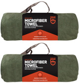 Gear Aid Quick Dry Microfiber Towel, XL 35" x 62" - OD Green (2-Pack)