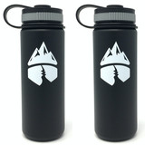 Campsite Essentials 18oz Wide Mouth Insulated Bottle, Midnight Black (2-Pack)