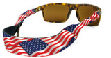 Croakies Original Print Eyewear Retainer, XL 7-20mm - USA Flag