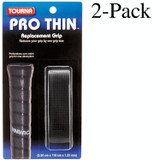 Tourna Pro Thin Replacement Grip, 2.54 cm x 110 cm x 1.25 mm - Black (2-Pack)