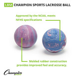 Champion Sports Official Size Rubber Lacrosse Ball - Multi-Colored (Single)