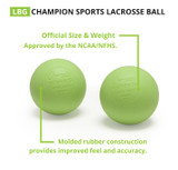 Champion Sports Official Size Rubber Lacrosse Ball, Green (6-Pack)