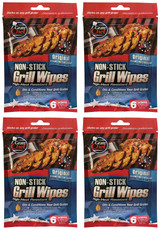 Grate Chef Set of 6 Non-Stick Grill Wipes High-Heat Resistant 4 x 3" (Pack of 4)