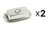 Norpro Stainless Steel Covered Butter Dish, 6 x 3 ½ Inches (2-Pack)