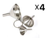 Norpro Set of 3 Mini Stainless Steel Funnels (4-Pack)