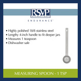 RSVP Endurance 18/8 Stainless Steel Measuring Spoon, 1 tsp. (4-Pack)