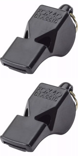 Fox 40 Classic Official 3-Chamber Pealess Whistle, Black (2-Pack)