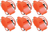 Fox 40 Sonik Blast CMG 3-Chamber Pealess Whistle + Lanyard, Orange (6-Pack)