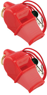 Fox 40 Sonik Blast CMG 3-Chamber Pealess Whistle + Lanyard, Red (2-Pack)