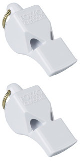 Fox 40 Classic Safety 3-Chamber Pealess Whistle, White (2-Pack)