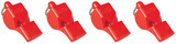 Fox 40 Classic Safety 3-Chamber Pealess Whistle, Red (4-Pack)