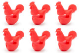 Fox Run Silicone Rooster Pot Clip Spoon Rest - Red (6-Pack)