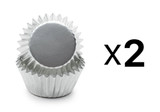 Fox Run Silver Foil Baking Cups - Set of 48 Mini Size Cupcake Liners (2-Pack)