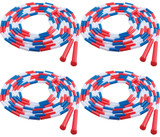 Champion Sports Plastic Segmented Jump Rope, 16 Feet - Blue/Red/White (4-Pack)