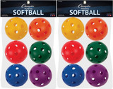 Champion Sports Set of 6 Plastic Softballs, 12" - Assorted Colors (2-Pack)