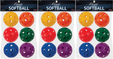 Champion Sports Set of 6 Plastic Softballs, 12" - Assorted Colors (3-Pack)