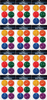 Champion Sports Set of 6 Plastic Softballs, 12" - Assorted Colors (12-Pack)