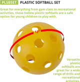 Champion Sports Set of 6 Plastic Softballs, 12" - Assorted Colors