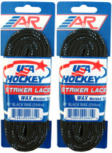 A&R Sports USA Hockey Striker Laces, Waxed 96" - Black (2-Pack)