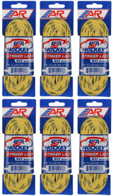 A&R Sports USA Hockey Striker Laces, Waxed 108" - Yellow (6-Pack)