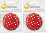 Wilton 75-Count Red Polka Dots Baking Cups, Standard Size (2-Pack)