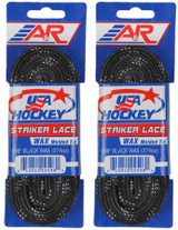 A&R Sports USA Hockey Striker Laces, Waxed 108" - Black (2-Pack)