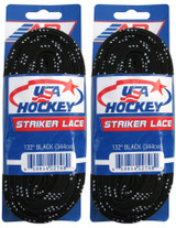 A&R Sports USA Hockey Striker Laces, Non-Waxed 132" - Black (2-Pack)