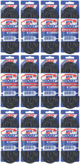 A&R Sports USA Hockey Striker Laces, Waxed 84" - Black (12-Pack)