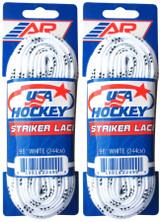 A&R Sports USA Hockey Striker Laces, Non-Waxed 96" - White (2-Pack)