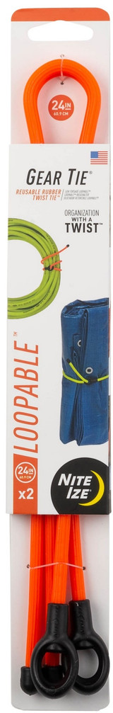 Nite Ize 2-Pack Gear Tie Loopable Twist Tie, 24" - Bright Orange