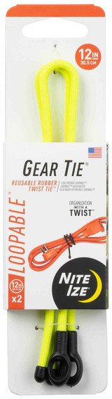 Nite Ize Gear Tie Loopable Twist Tie 12" - Neon Yellow