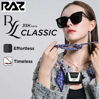 RAZ RYL Classic disposable vape with packaging, 82.5mL e-liquid, dual mode 35K and 20K puffs, 5 percent nicotine