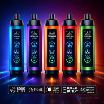 CROWN BAR by Al Fakher disposable vape with packaging, 8,000 puffs, 180mL e-liquid, 5 percent nicotine