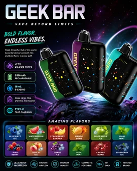 Geek Bar Hookah X 25K Disposable Vape with Dual Pulse and DTL Modes