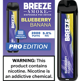 Breeze Pro Blueberry Banana Disposable Vape 2000 Puffs