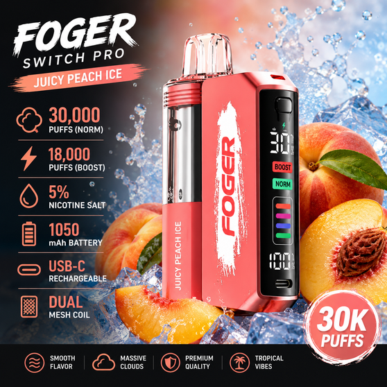 Foger Switch Pro Juicy Peach Ice 30000 Puffs Disposable Vape
