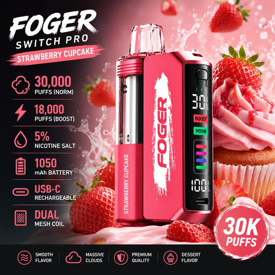 Foger Switch Pro Strawberry Cupcake 30000 Puffs Disposable Vape