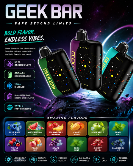 Geek Bar Hookah X 25K Disposable Vape with Dual Pulse and DTL Modes