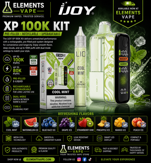 iJoy XP100000 Puffs Disposable Vape High Capacity Vape Elements Vape
