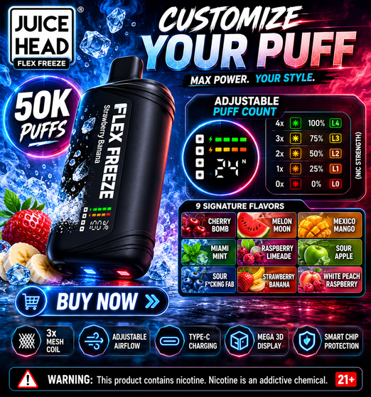 Juice Head Flex Freeze 50000 Disposable Vape | Elements Vape