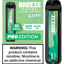 Breeze Pro Gum Mint / Spearmint Disposable Vape 2000 Puffs