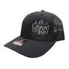 Quarter-Max Curved Bill Snapback Hat, Black with Grey Logo | Quarter-Max